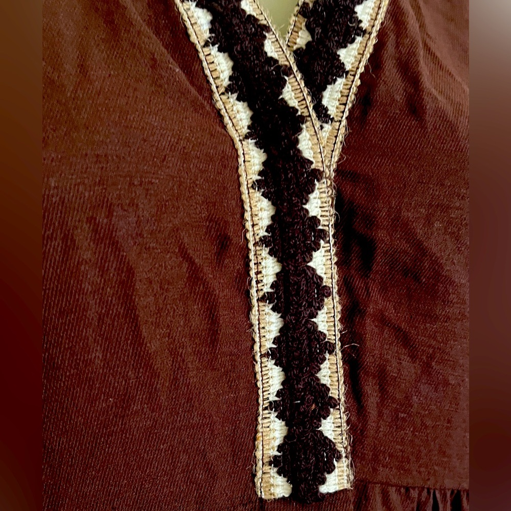 Brown Moroccan Dress Fit S/M Button And Snap Top NWts